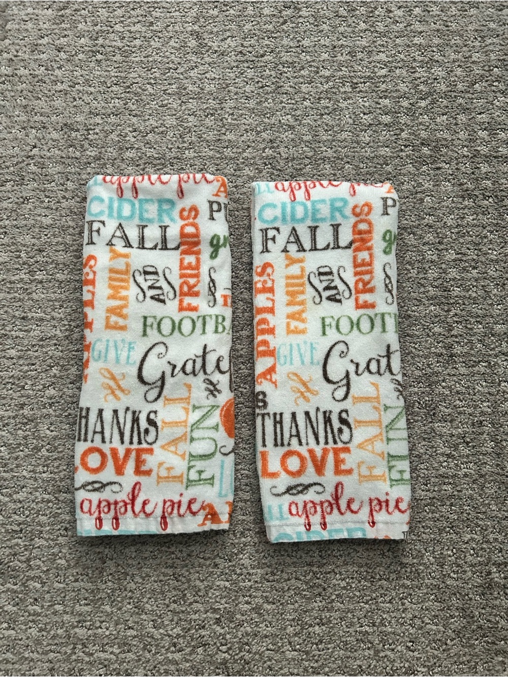 Fall Word-Print Kitchen Towels - White Multi